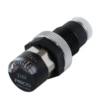 Pisco Panel Mount Pressure Gauge with 1/4" Press-In Tube Fitting