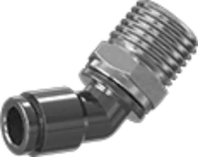 45deg bend, 1/4" NPT Male x 1/4" Press-in