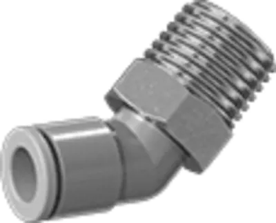 45deg bend, 1/4" NPT Male x 1/4" Press-in