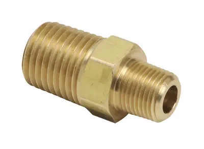Nipple, 1/4" NPT Male x 1/8" NPT Male, Brass