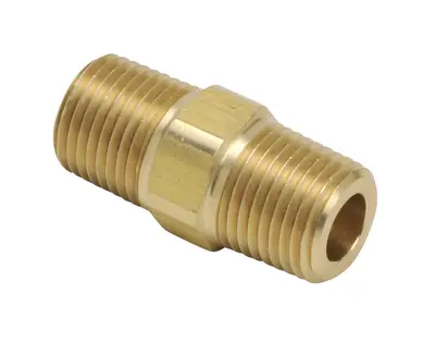 Nipple, 1/8" NPT Male x 1/8" NPT Male, Brass