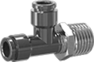 Swivel Tee - Run, 1/4" NPT Male x 1/4" Press-in