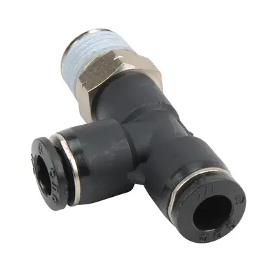 Tee - Run, 1/4" NPT Male x 1/4" Press-in