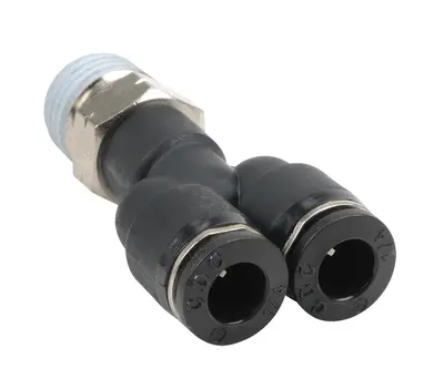 Wye, 1/4" NPT Male x 1/4" Press-in